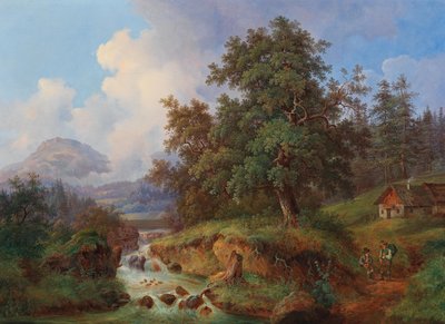 Mountain Landscape with Wanderers at Rest by Joseph Jonas